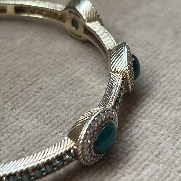 Judith Ripka Chalcedony & Chrome Diopside Gold Clad Sterling Bangle Cuff - Picture 12 of 16